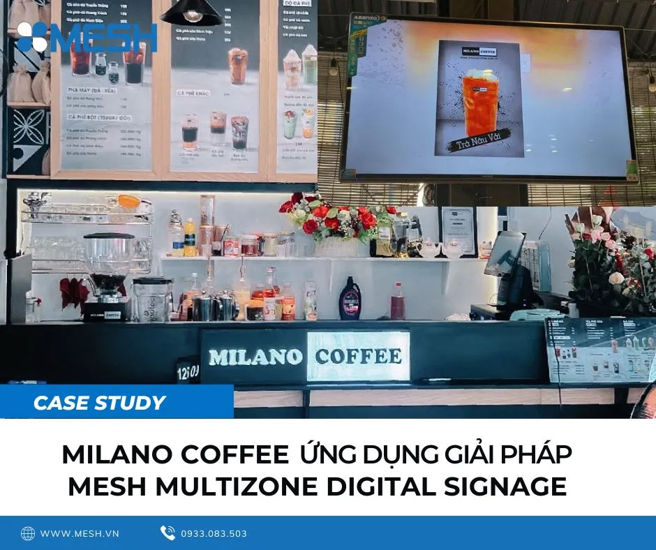 Milano Coffee Ứng Dụng Giải Pháp Mesh Multizone Digital Signage